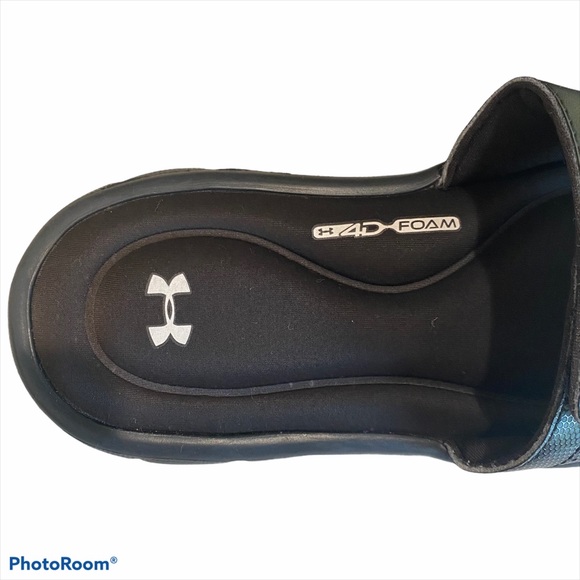 Under Armour memory foam kids slides Black slip on - Picture 4 of 8